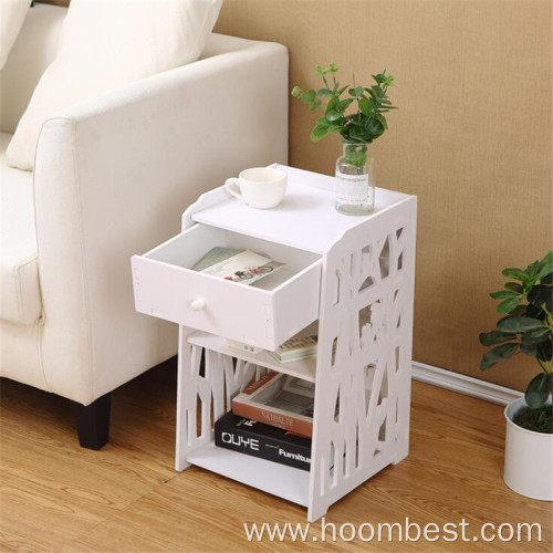 Small Side Table White Bookshelf Bedside Nightstand Table